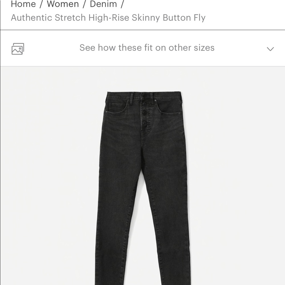 Everlane high rise skinny button fly
